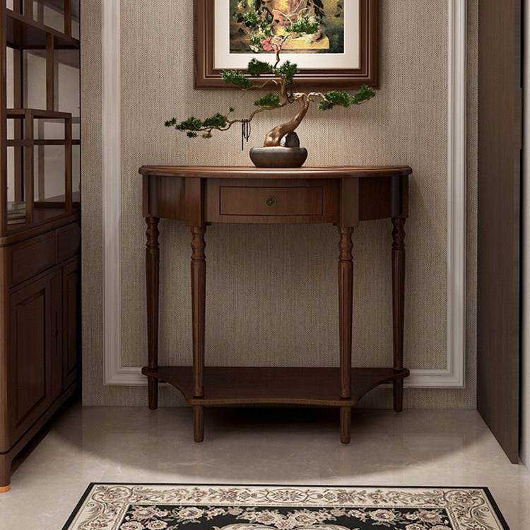 美式实木入户门窄柜30cm半圆玄关桌轻奢风靠墙玄关柜端景台桌子,住宅家具,玄关台,淘宝优惠券,粉丝福利购,淘宝优惠卷