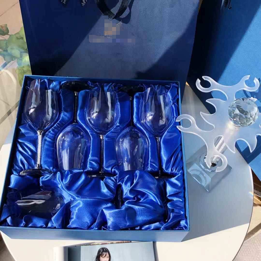 施家新款红酒杯6只杯脚施家水晶玻璃钻 机磨底座 带盒全套包装