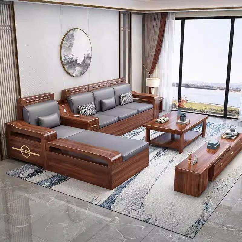 实木沙发现代客厅新中式胡桃木家用小户型高箱储物沙发工厂