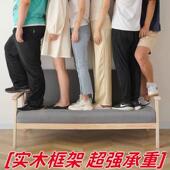 实木沙发小户型出租屋客厅现代简约布艺三人双人位办公椅