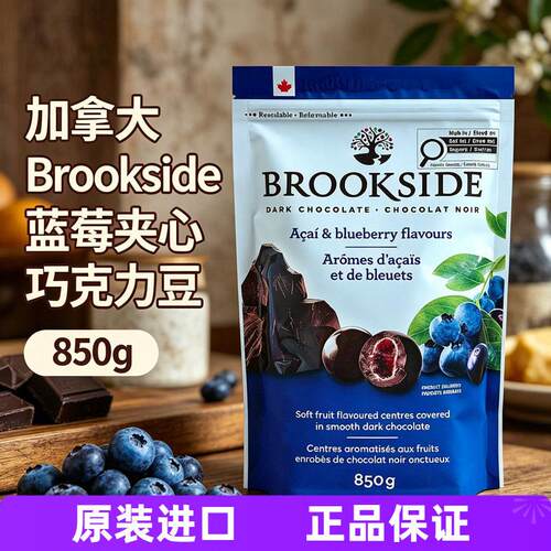 加拿大贝克诗Brookside巧克力850g布鲁克赛德蓝莓夹心黑巧克力豆