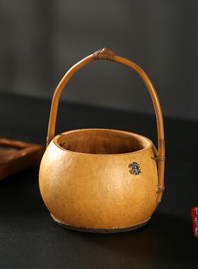 竹柒阁创意手工竹编葫芦提篮小筐收纳竹子竹篮点心盒茶具收纳篮子