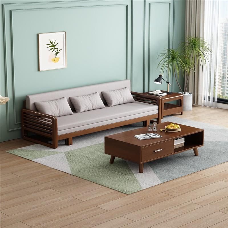 北欧实木沙发小户型两用拉床组合民宿出租房沙发床经济型客厅家具