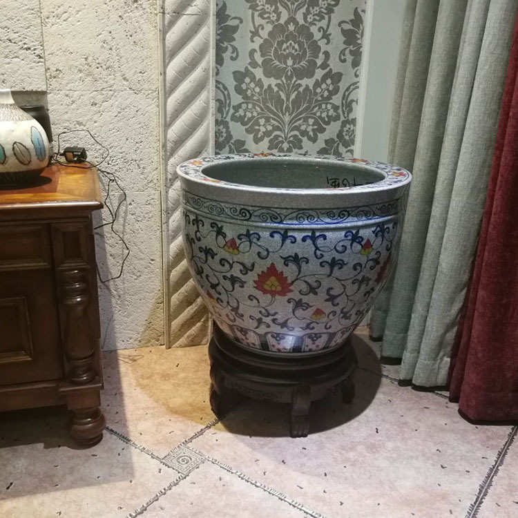 仿古大缸荷花水缸养酒店花缸客厅鱼缸狮头钵绿鱼缸瓷器古复古碗植