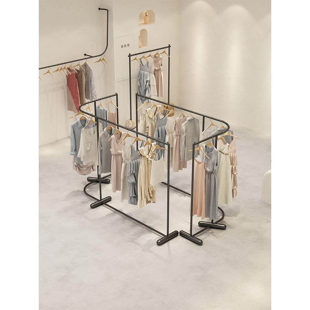 l型服装店岛架单排弯角服装店落地式展示架女士服装店通用衣架