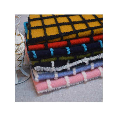 支持散剪当天发货羊毛格子呢布料 居家抱枕单面羊毛布料 布粒粒