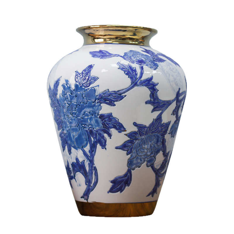 玄关景德镇青花瓷花瓶花盆插花摆件高级感源头工厂支持定制批发