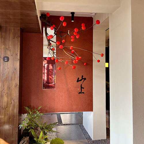 仿真柿子树天花板吊顶壁挂装饰大型假树吊挂绿植日式造景挂件倒挂