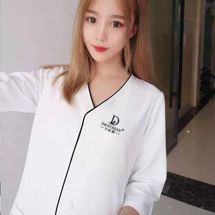 美容师美容院工作服女白大褂中袖美容服纹绣师短袖高端皮肤管理师