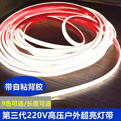 LED户外220VCOB自粘超亮线性家用广告暗槽走廊超薄户外庭院软灯带