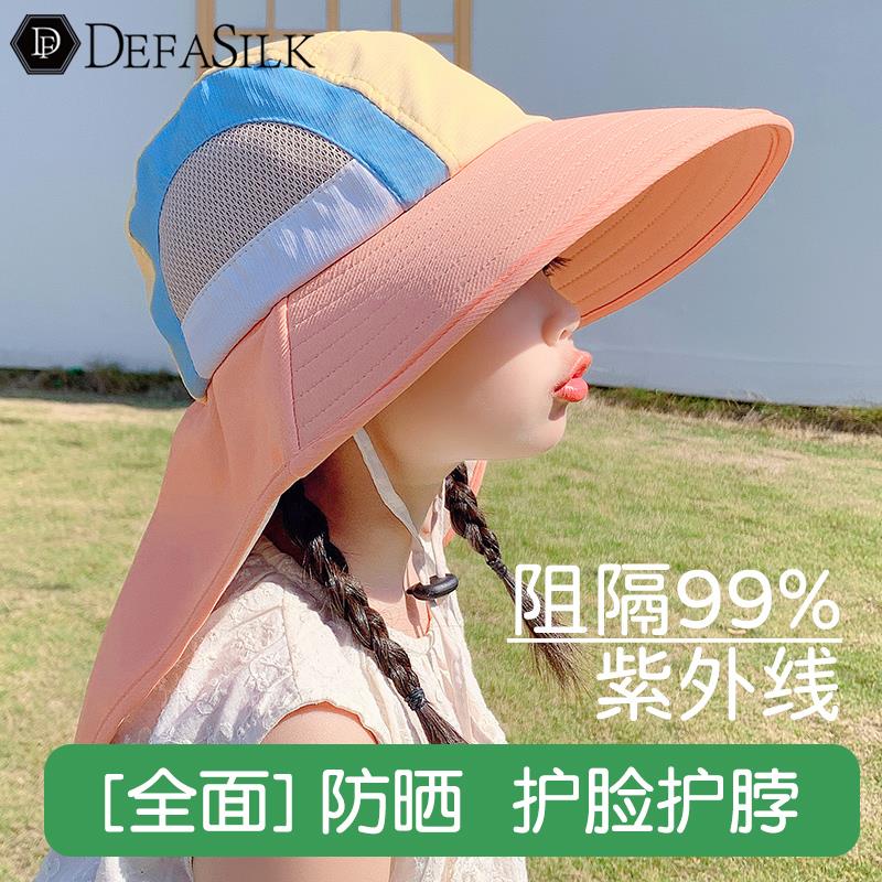 儿童防晒帽女童2024新款沙滩遮阳帽男孩夏季户外海边大帽檐太阳帽