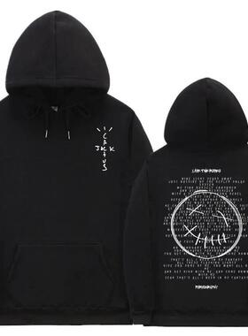 Cactus Jack Double Sided Logo Print Hoodie Male Fleece Hoodi