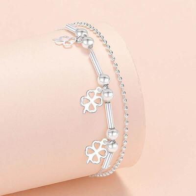 925 Sterling Silver Butterfly Cross Charms Bracelet For