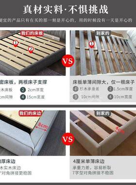 baxer大象耳朵床现代意式简约2AK121#*.2米主卧婚2双t人软床包收