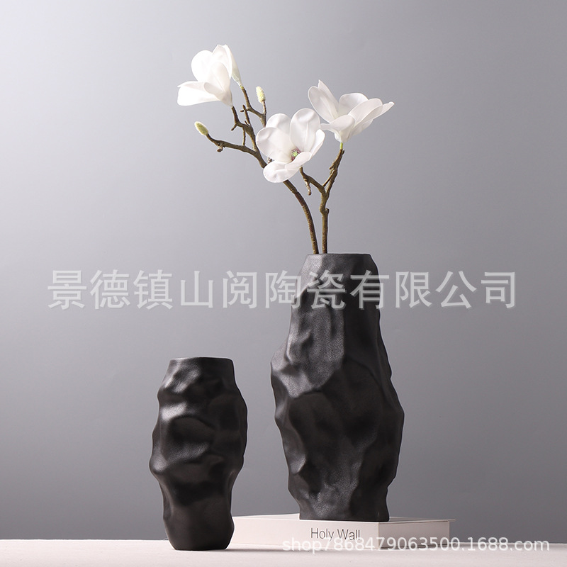 欧式白色陶瓷花瓶摆件客厅插花轻奢高档餐桌电视柜卧室家居装饰品
