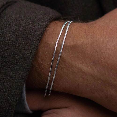 925 sterling silver 3MM Snake Chain Bracelet Men Hip Hop Sim