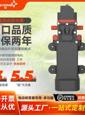 12V压力泵小型电动隔膜增压水泵高压0.8Mpa防干烧可自吸5.5