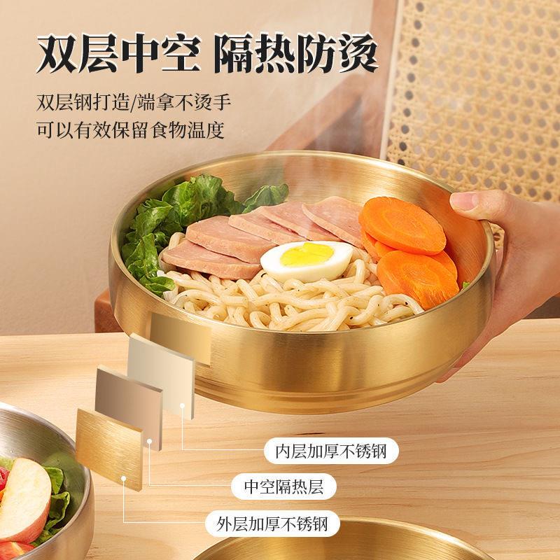 不锈钢家用拉面碗日式双层防烫冷碗韩式饭碗大号汤碗意大利碗
