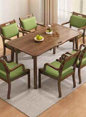 养老院KMK老年老人餐桌椅现代简适老餐厅家约具敬用院配套全实木