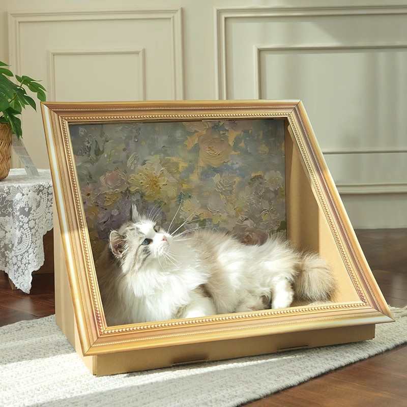 油画猫抓板画框猫窝猫咪相框名画猫抓板猫窝一体手工diy猫抓板窝