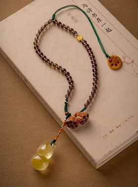 水晶葫芦汽车挂件蓬福禄平安木莲D8553-1车内后镜照装饰品高桃级