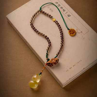 水晶葫芦汽车挂件蓬福禄平安木莲D8553-1车内后镜照装饰品高桃级