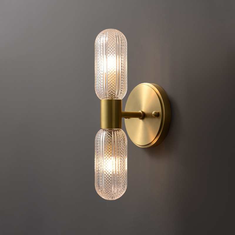 简约后现代全铜轻奢壁灯北欧双头水晶卧室床头灯玄关楼梯装饰灯具