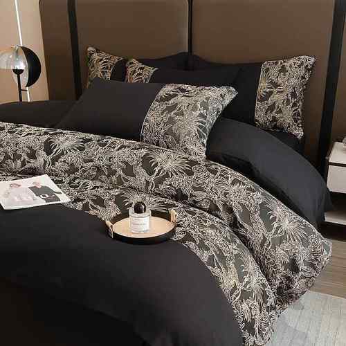 轻奢高级浮水洗棉四件套加厚磨毛刺绣床单提花被套床笠床上用品