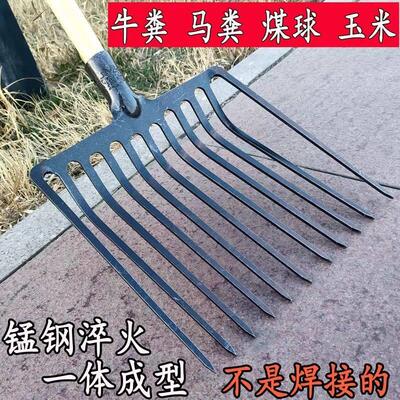 新款全钢牛粪叉铁路一体钢叉铲粪神器石渣养殖场清粪马粪叉子家用