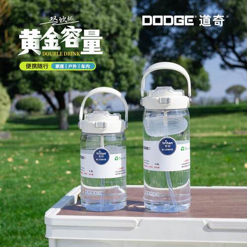高颜值便携随手太空喝水壶手提户外双饮吸管杯学生健身茶隔塑料杯