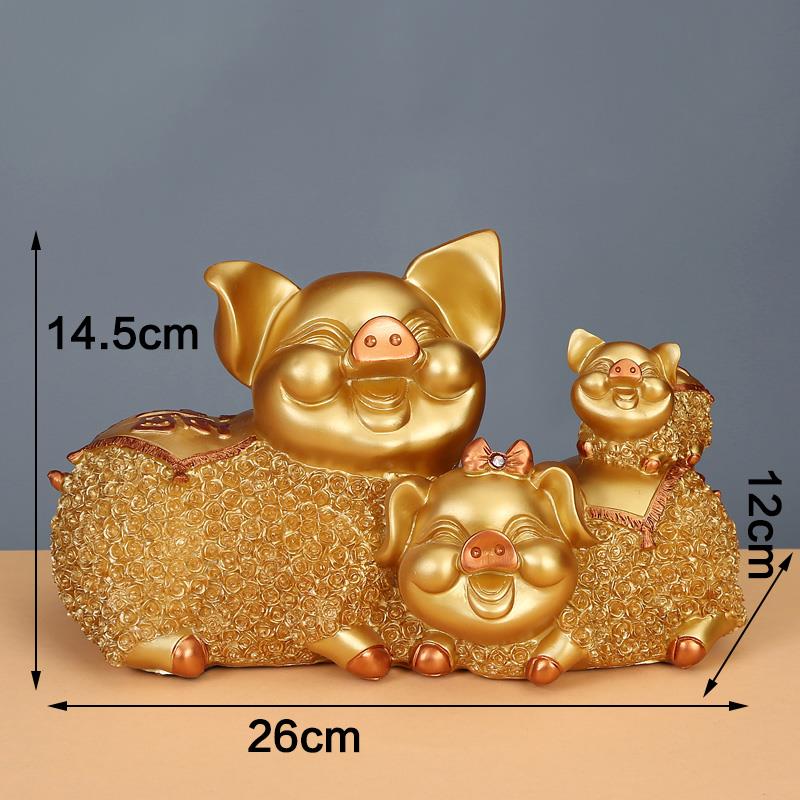 高档创意福气招财金猪摆礼客酒厅柜电视柜桌面家件居装饰品送人开