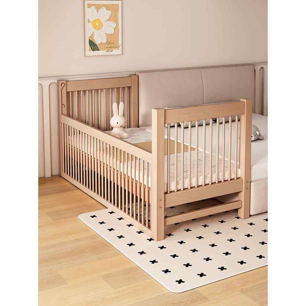 ft实木木儿童拼接大床榉003婴儿可升降调节高护栏男女床孩宝宝加