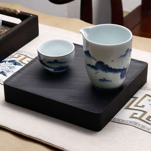 歙砚原石干泡茶台家用正方茶盘砚石茶托轻奢办公茶海石头壶承砚台