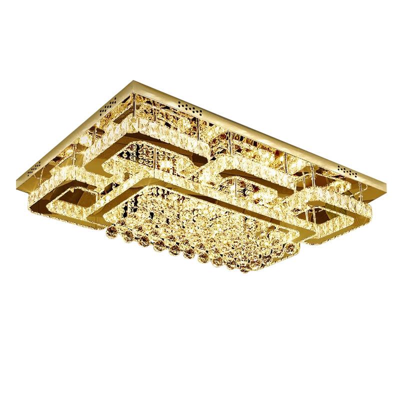 简约客厅水晶灯金色方形轻奢主卧led水晶吸顶灯全屋套装灯具