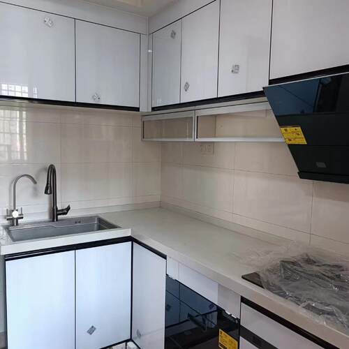 美观结实整体厨房钢化玻璃隐形晶钢门板橱柜门大理石台面板橱柜门