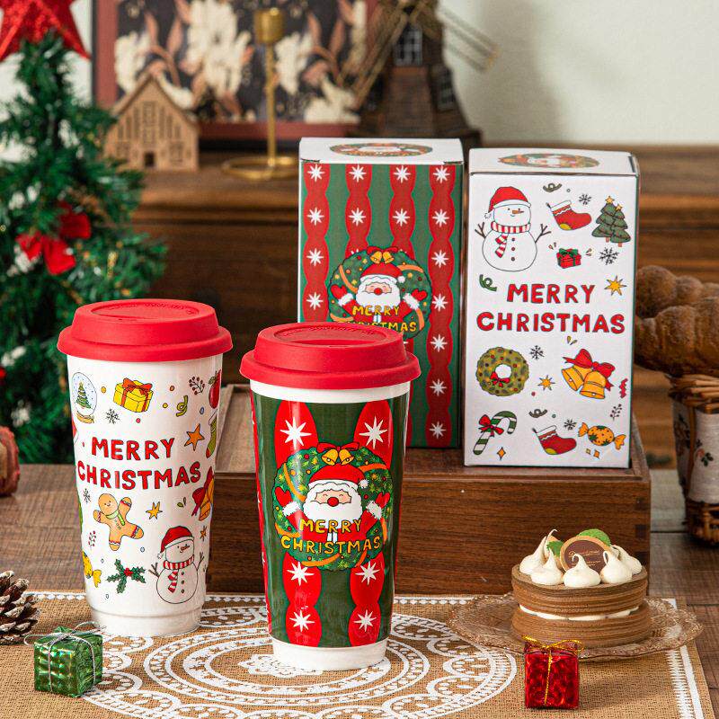 Christmas gift ceramic mug household water cup圣诞马克杯家用