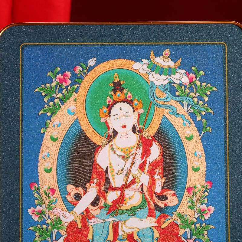 藏式大白伞盖铂金实木烤漆相框摆件挂画装饰画家用十相自在唐卡图