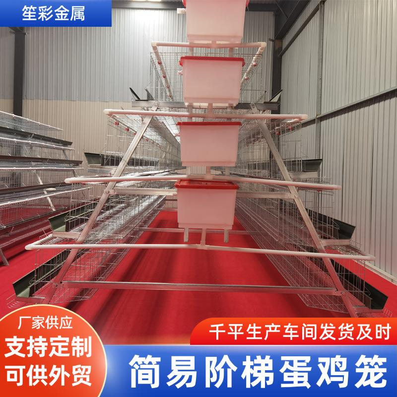 白槽阶梯蛋鸡笼多层叠式鸡舍养鸡养殖设备蛋鸡笼简单式喂料鸡笼