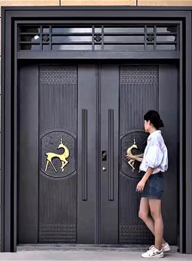 铸铝门锌合金别墅大门双门农村自建房大门进户门家用入户防盗门