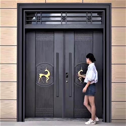 铸铝门锌合金别墅大门双门农村自建房大门进户门家用入户防盗门