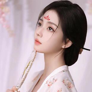 直销新款 眉心贴防水汗女持久脸部额头印花汉服花钿纸眉心 儿童古装