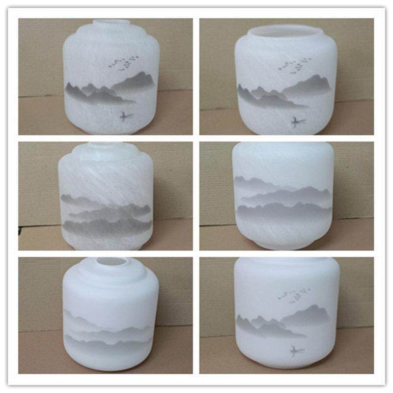 新中式艺术禅意吊灯玻璃灯罩覆式楼磨砂云彩卧室书房壁灯台灯外壳