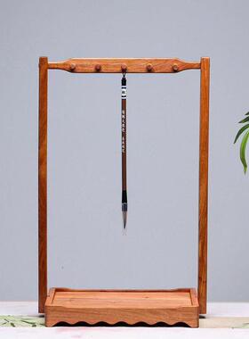 缅甸花梨木拆卸笔架毛笔挂架新中式毛笔架实木创意文房四宝收纳架