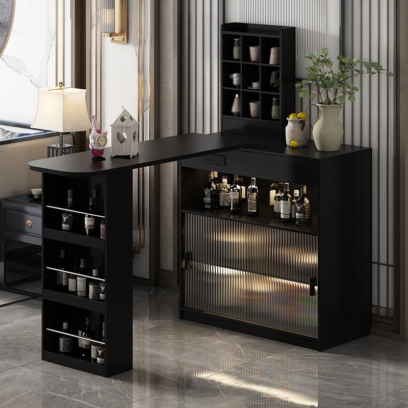 吧台桌小户型家用高级感沙发边柜可伸缩旋转多功能储物柜客厅隔断