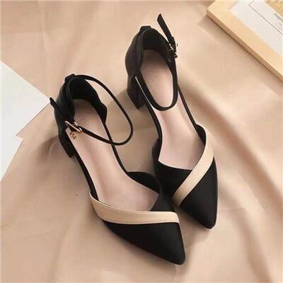 Women Classic Beige Square Heel Shoes for Party Ladies Class