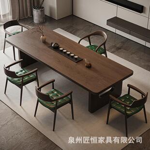 新中式实EIN茶桌全套家用原卧室木板茶台大酒店办公木室阳台泡茶