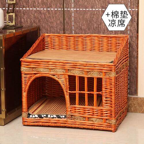 屋窝四季凉猫批发窝藤编猫猫窝窝笼双层别墅夏季通用猫房子猫咪
