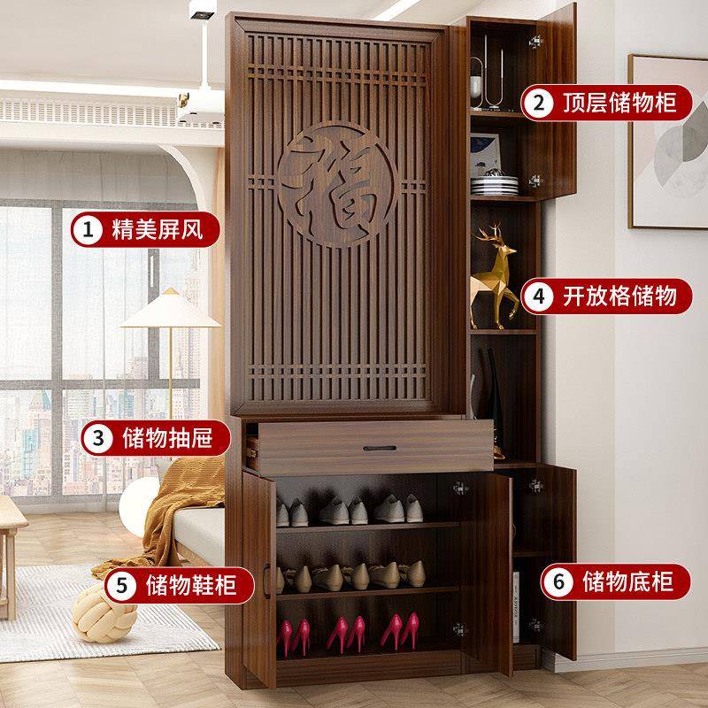 间客厅隔屏风玄关柜进门遮挡双中式实木现代简格栅幅上正对面入户