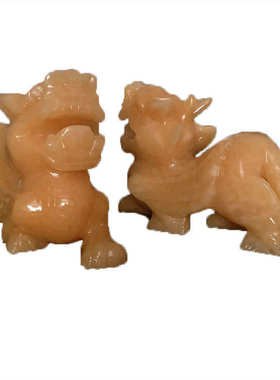 摆件米开业一对貔貅貔貅黄玉手工貔貅工艺礼品飞天玉石