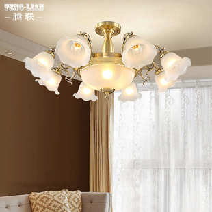 欧式 楼客房书房楼梯灯 全铜客厅餐厅吊灯简欧大厅卧室房间吊灯复式
